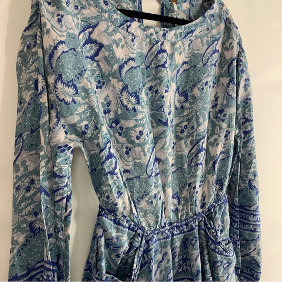 Free People Silver Sun Printed Dress Blue Bohemian Back Cutout, size S - Picture 9 of 16